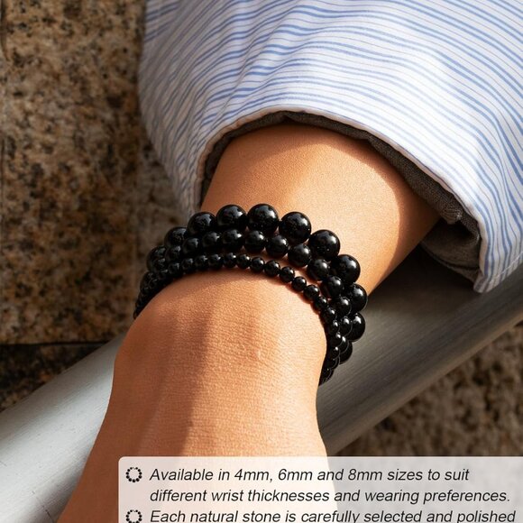 Natural Stone Beaded Stretch Bracelet Healing Crystals Protection Jewelry Gift - Picture 3 of 8